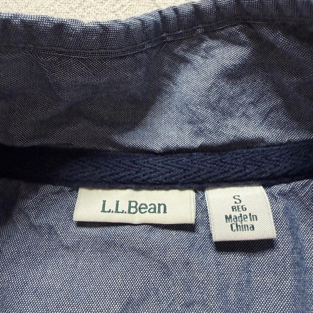 LLBEAN Striped Rugby Shirt White & Navy Blue Coastal Mariniere Preppy - Picture 8 of 9